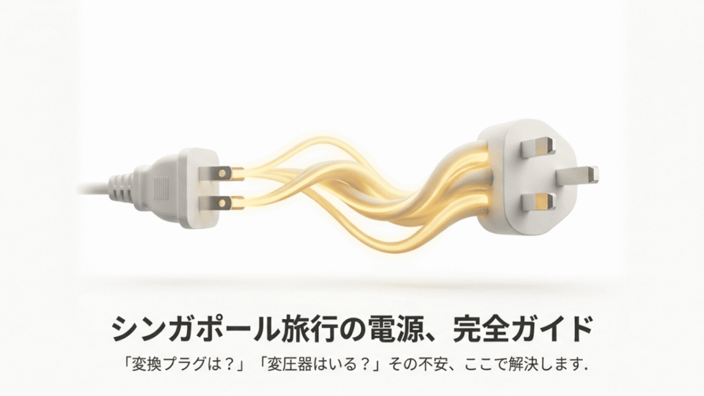 シンガポール旅行での変換プラグや変圧器の必要性を解説するガイドの表紙
